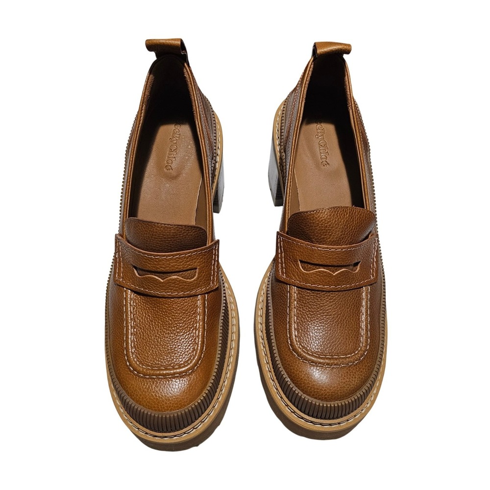 See by Chloé Tan Mahalia Loafers Block‎ Heel Women's Size 41EU 10.5US - Picture 5 of 12